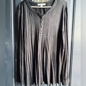 LOFT Plus Charcoal Button-Up Top